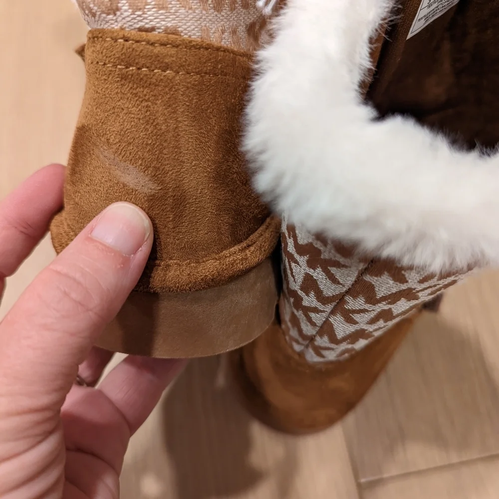 Michael Kors Brown and White Fur Boots